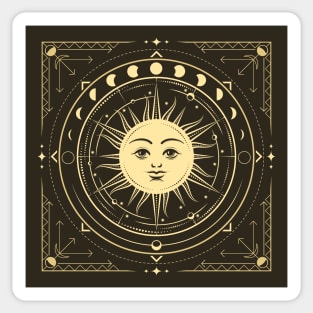 Medieval Symbol of Sun with Phases of Moon and Planets Sticker